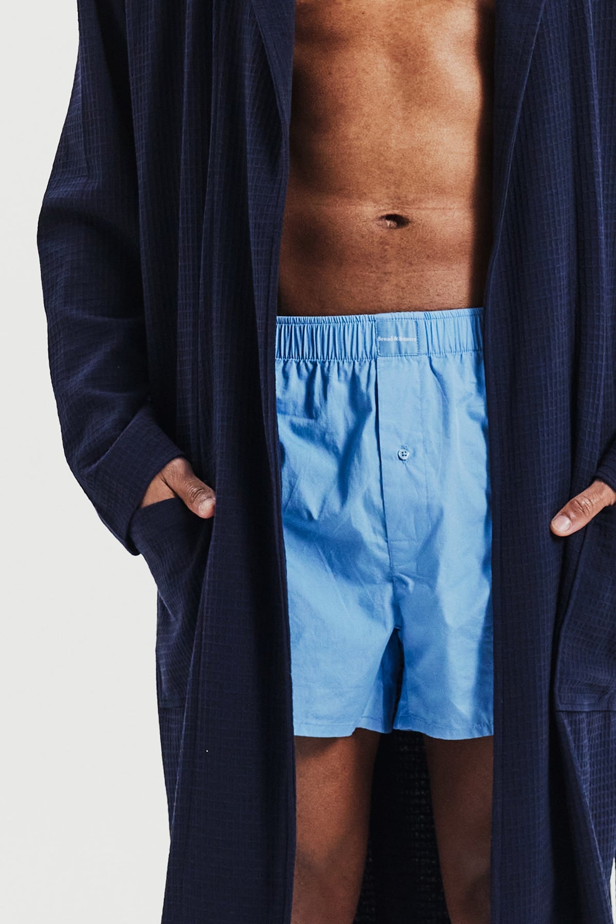 Boxershorts i bomullspoplin, 2-pack - Ljusblå – närbild