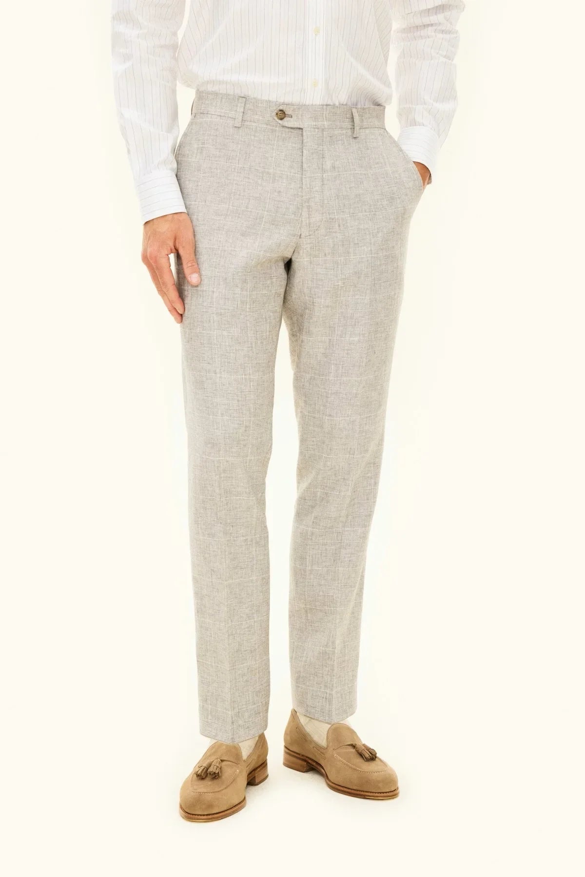 Oscar Jacobson Dandy tygbyxor almond beige herrbyxor