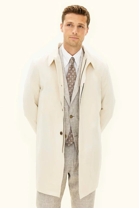 Oscar Jacobson car coat herr vintage white