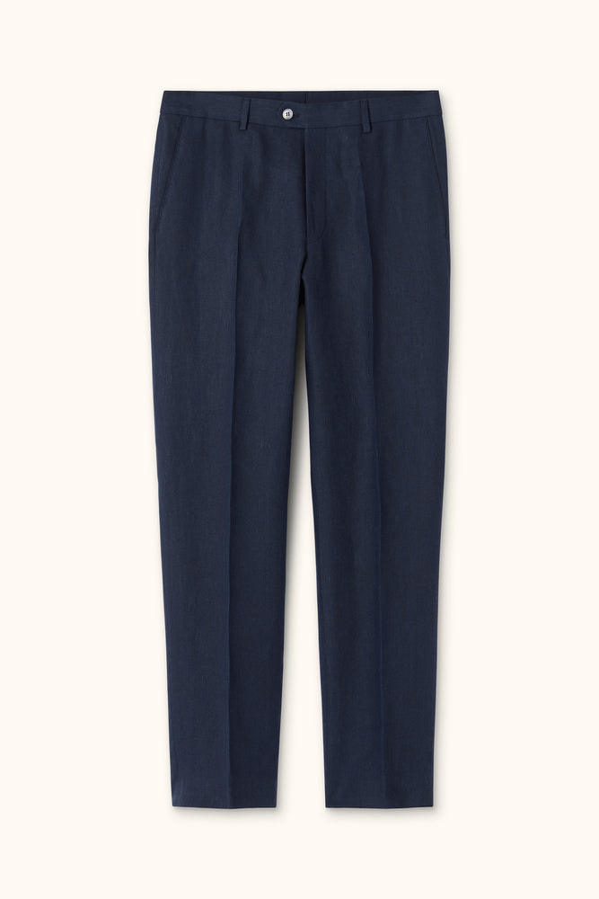 Dandy Regular Fit Linnebyxor - Mörkblå – produktbild framsida