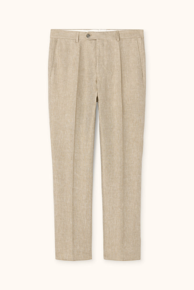 Dandy Regular Fit Linnebyxor - Beige – produktbild framsida