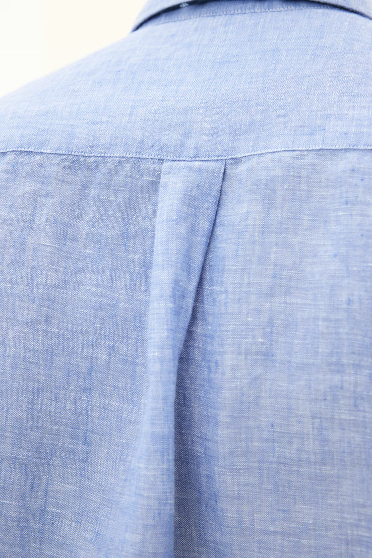 Reg Fit Cut Away Linen Shirt - 250 Harmony Blue