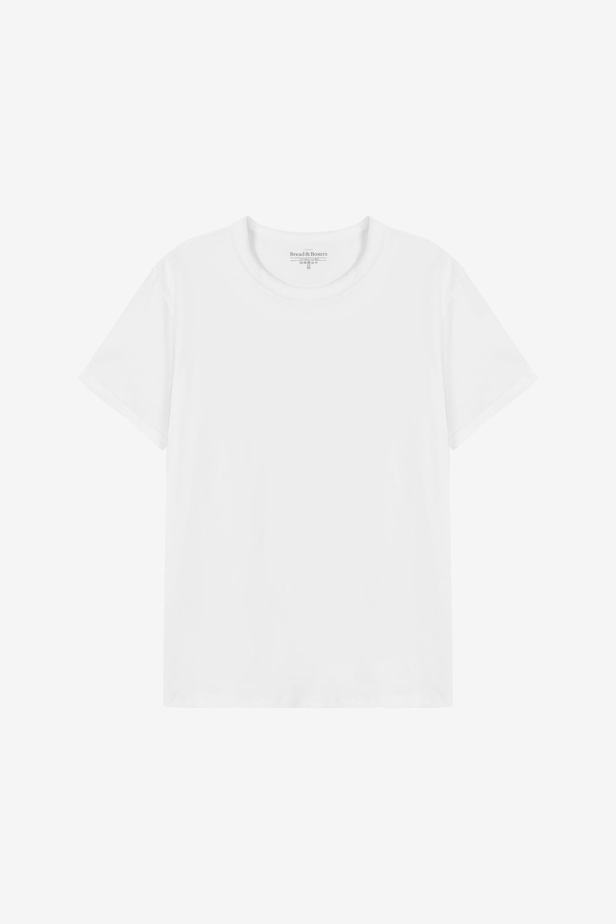 T-shirt i pimabomull med rund hals - Vit – närbild