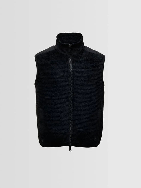 Palmi Fleece herr fleeceväst i svart med hel dragkedja och hög krage