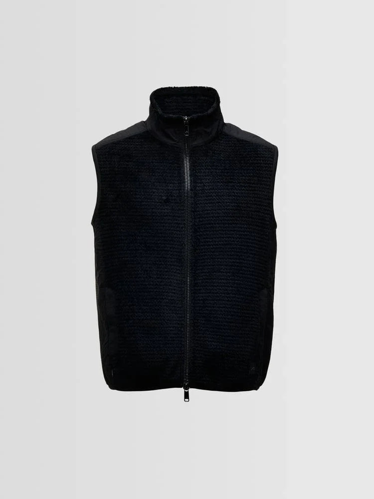Palmi Fleece herr fleeceväst i svart med hel dragkedja och hög krage