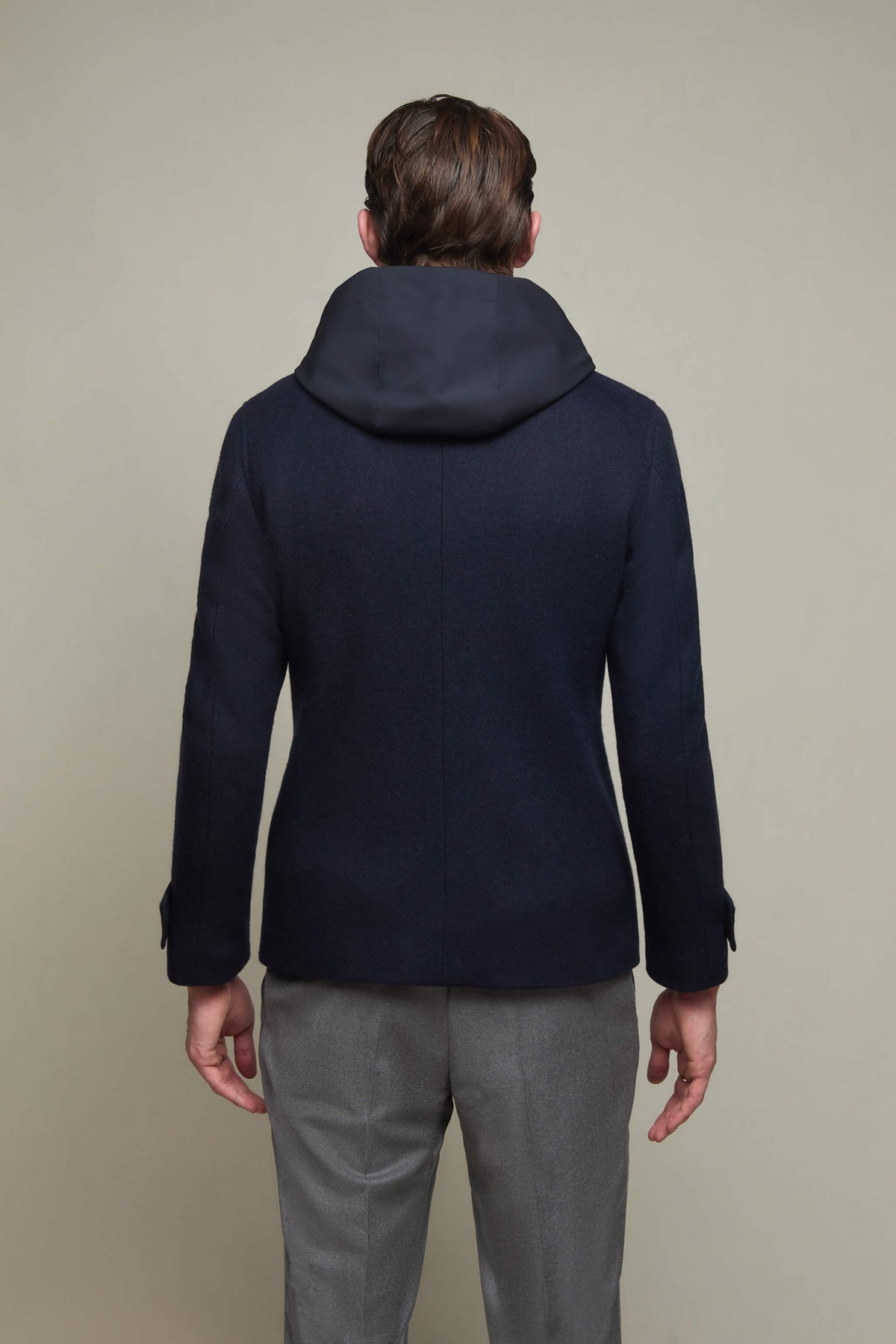 Peacoat med huva i blå jersey – bild 2