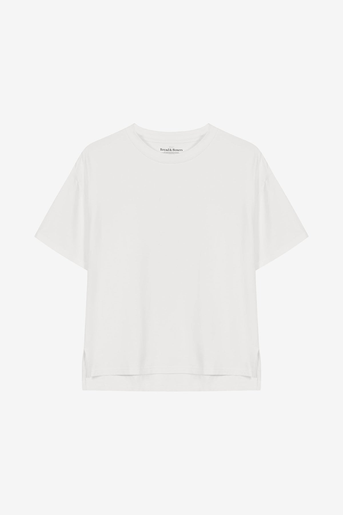 Boxy t-shirt i viskosjersey - Elfenben – närbild