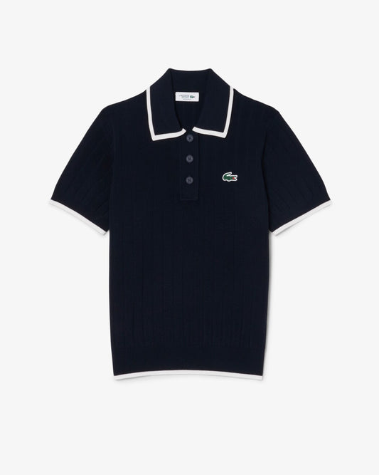 Short Sleeved Polo Collar Golf Sweater - Marinblå