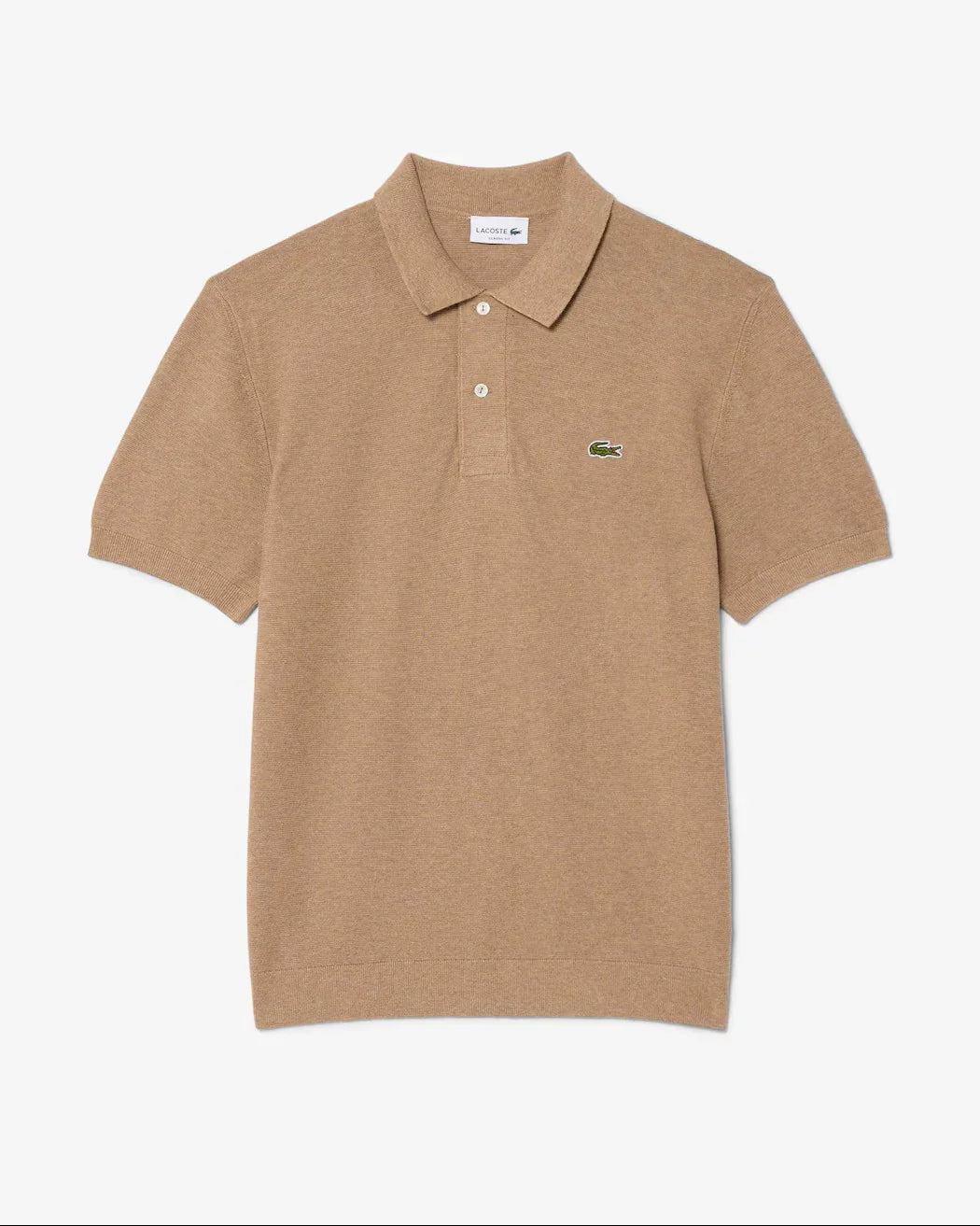 Lacoste beige pikétröja herr kortärmad med logotyp