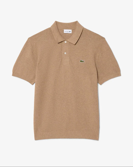 Lacoste beige pikétröja herr kortärmad med logotyp