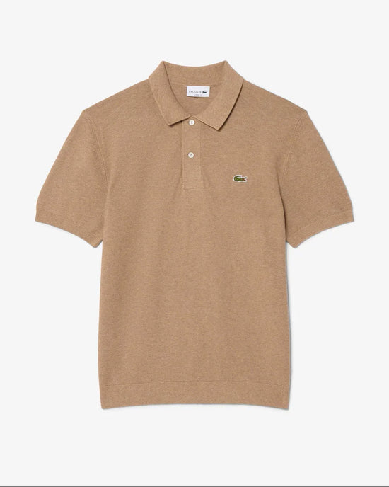 Lacoste beige pikétröja herr kortärmad med logotyp
