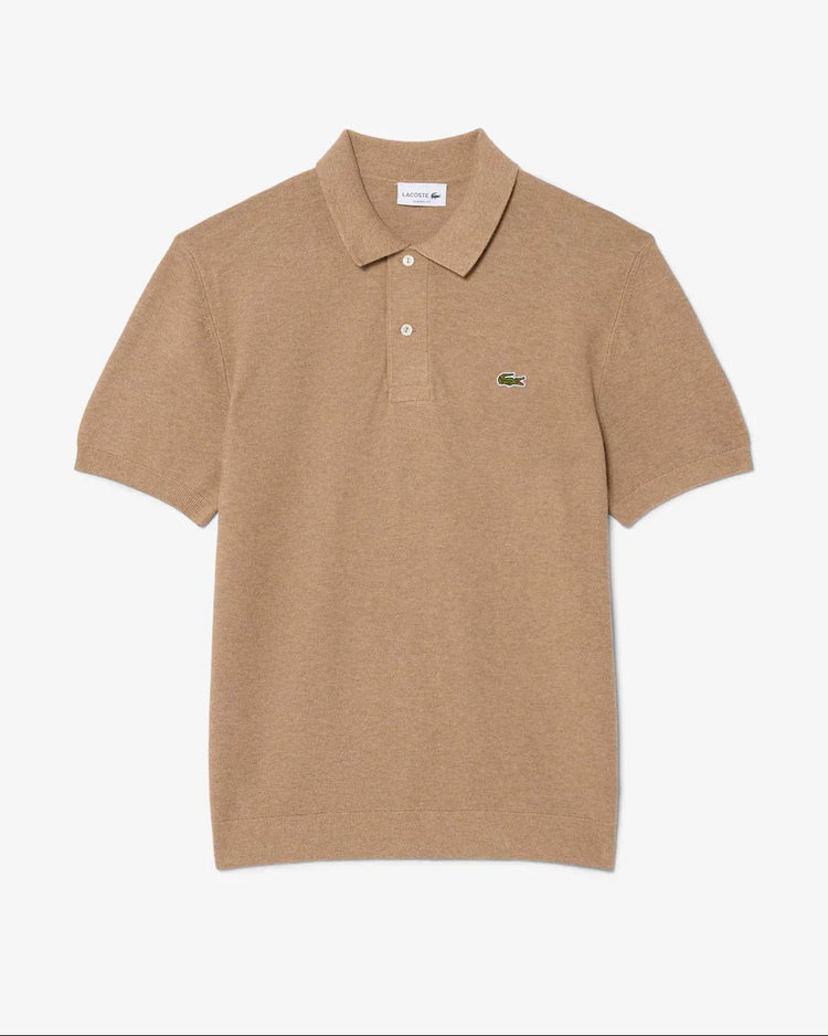 Lacoste beige pikétröja herr kortärmad med logotyp