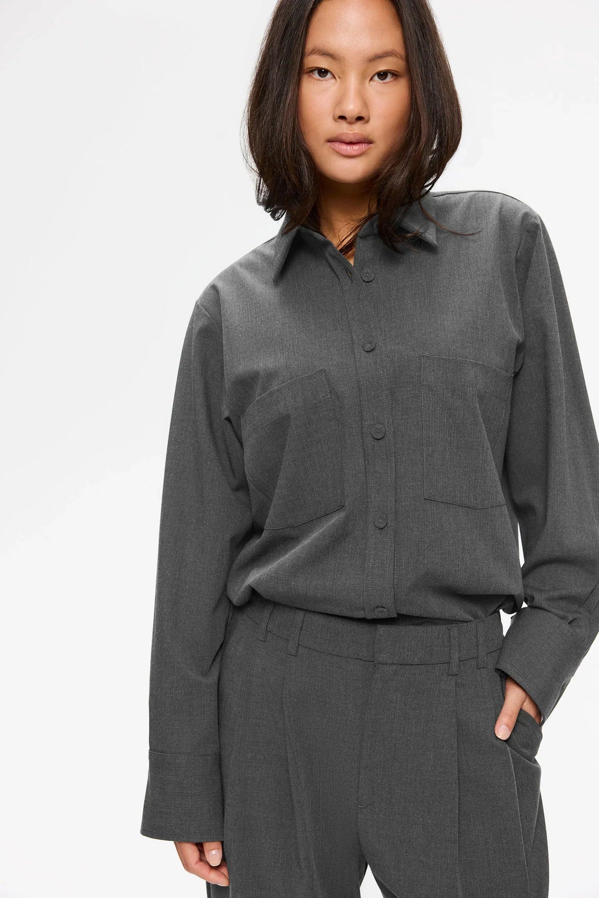 Elvine Ambel blus i mid grey melange