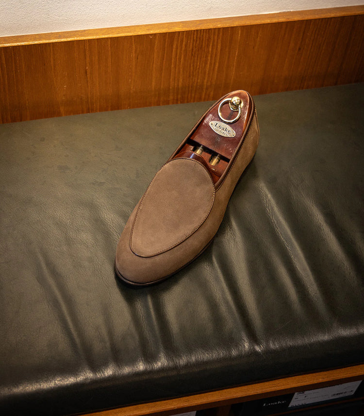 Belgrave French-Bound Apron Loafer - Flint Suede