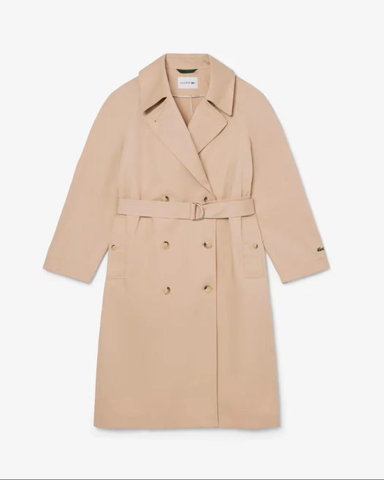 Lacoste beige trenchcoat herr dubbelknäppt med bälte