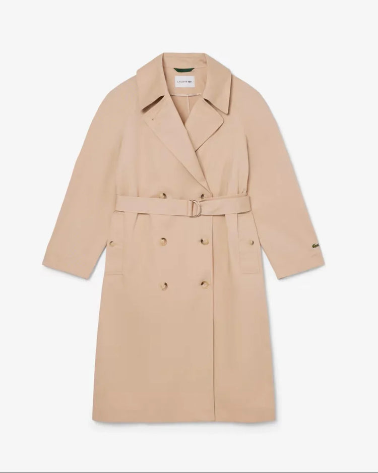 Lacoste beige trenchcoat herr dubbelknäppt med bälte