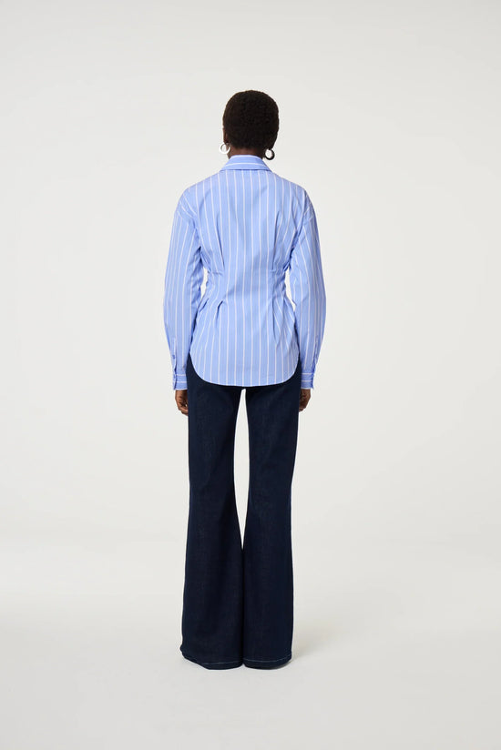 Irina Blouse blå randig blus med lång ärm dam