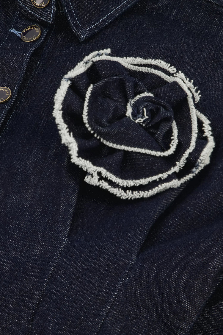 Irina Blouse denimskjorta med blomdekor mörkblå Fabienne Chapot