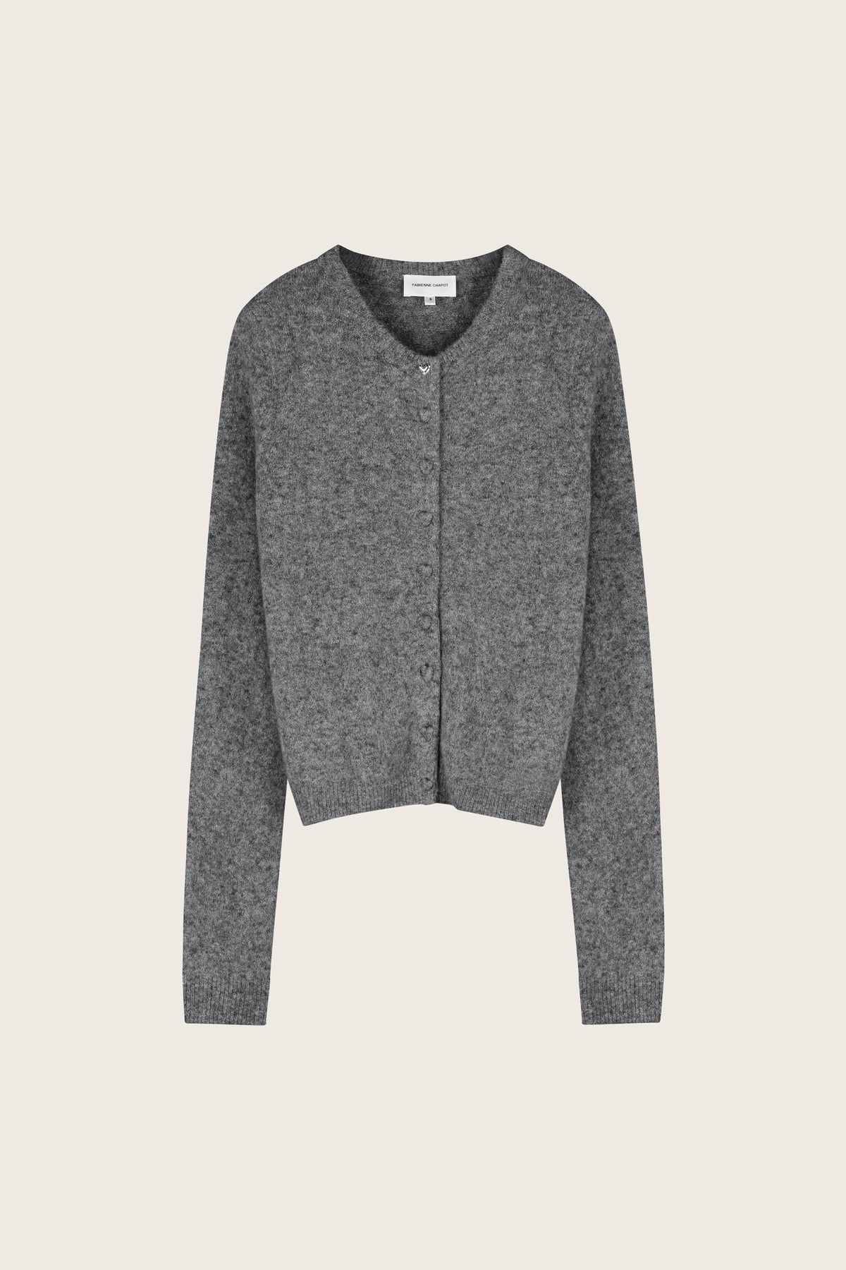 Lidia Button Cardigan - Mid Grey Melange