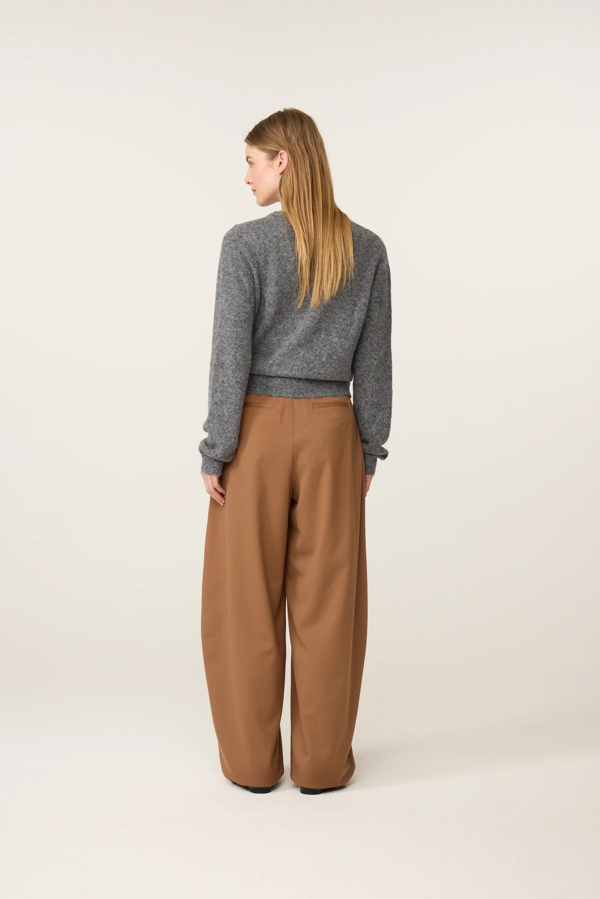 Lidia Button Cardigan - Mid Grey Melange