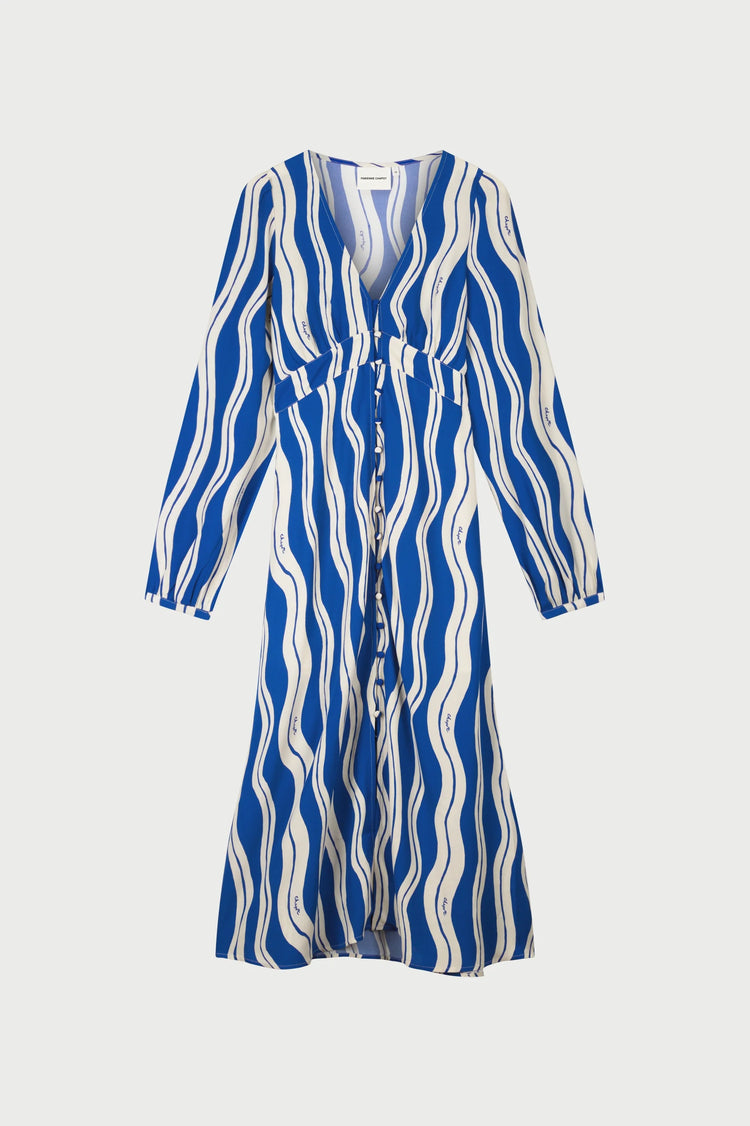 Ana Dress - White/Cobalt