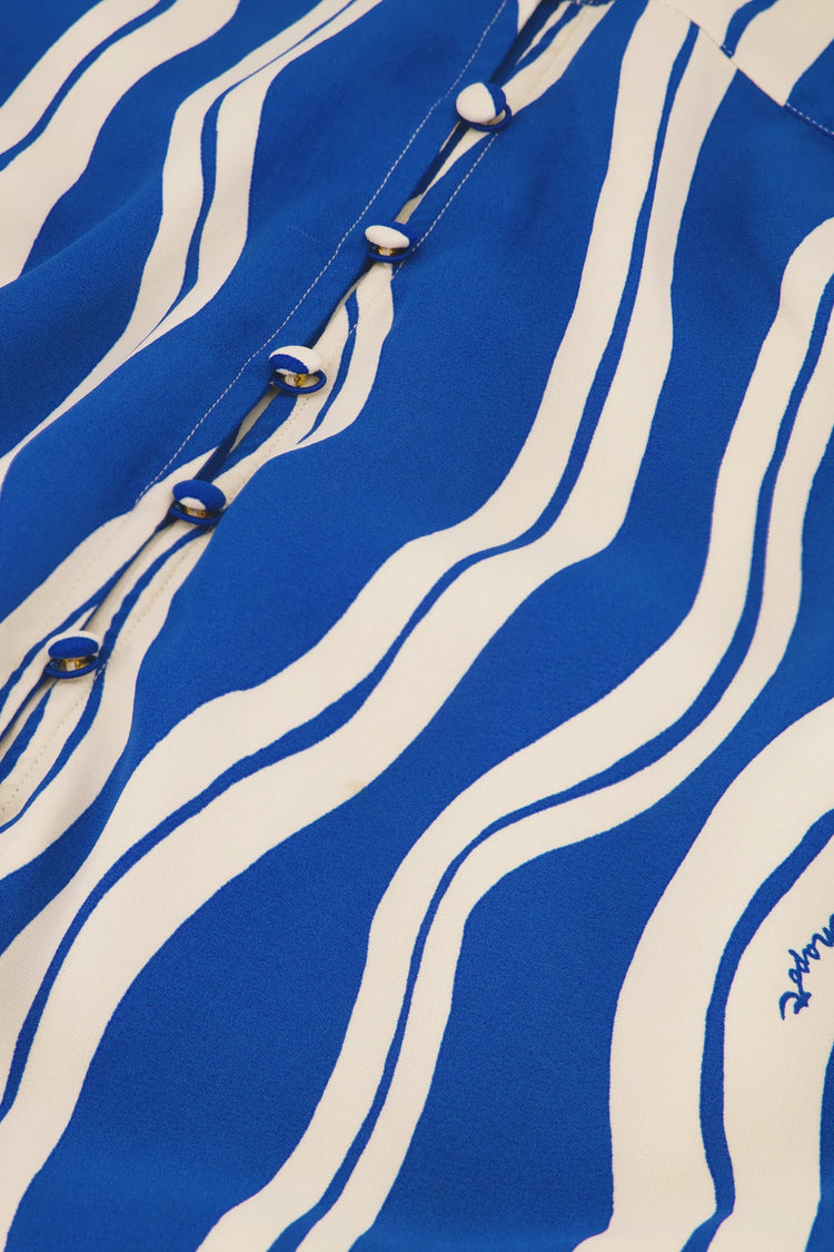 Ana Dress - White/Cobalt