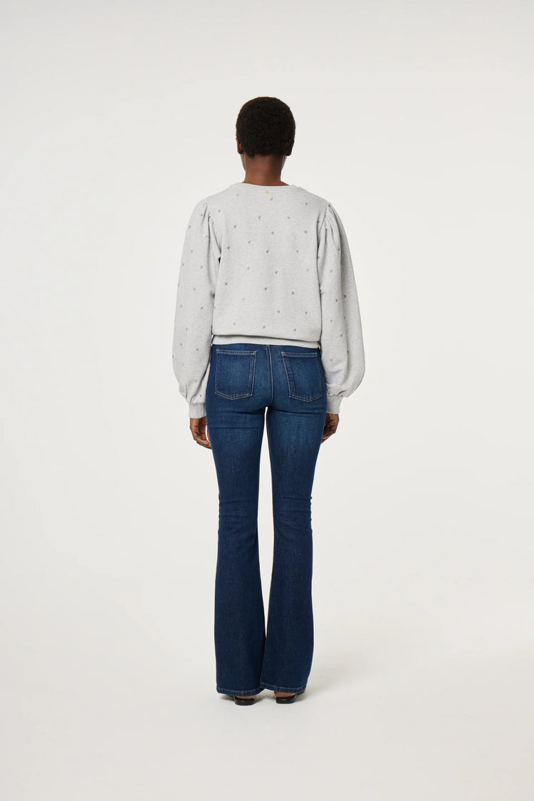 Dina Sweater grå sweatshirt med diskret mönster dam