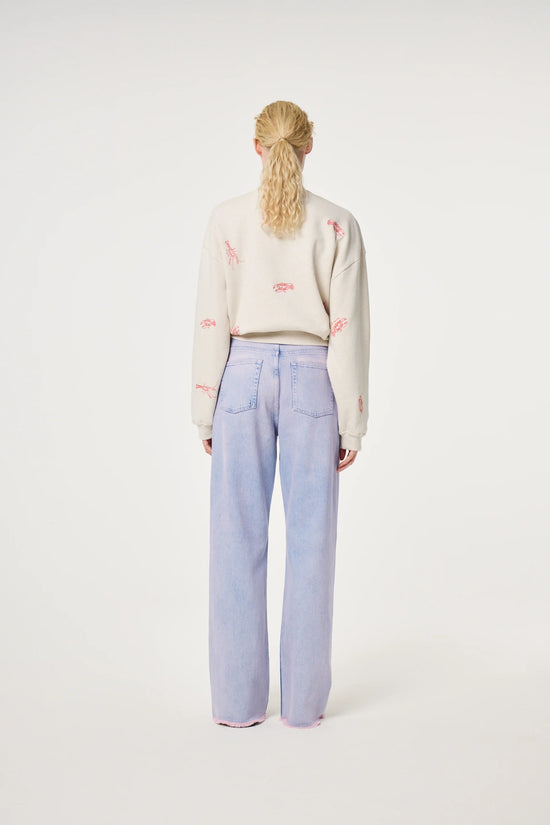 Beige tröja med rosa hummerbroderier herr