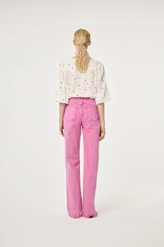 Bindi Top vit blus med svarta prickar