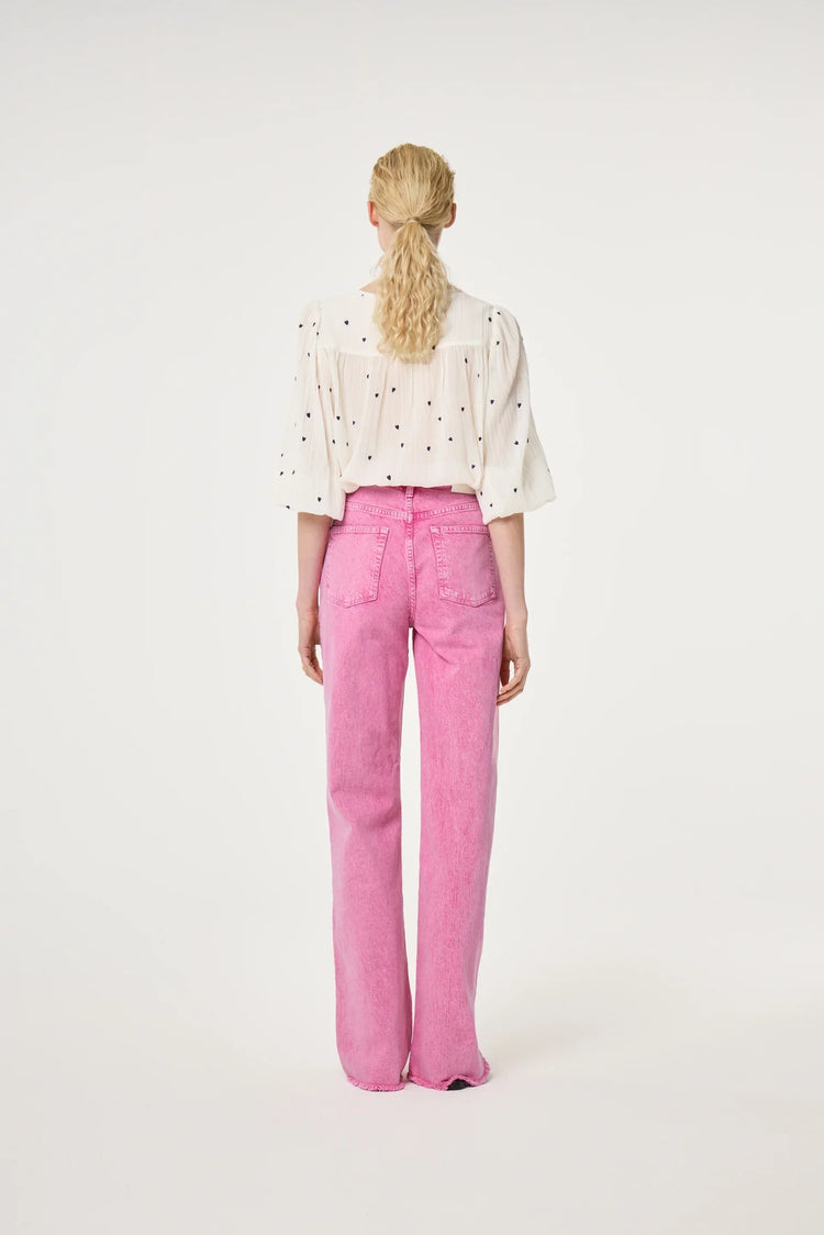 Bindi Top vit blus med svarta prickar