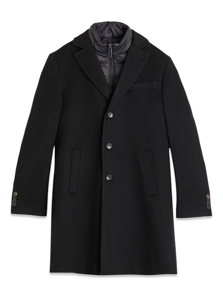 Wool Cashmere Tech Coat - Ebony Black – framsida