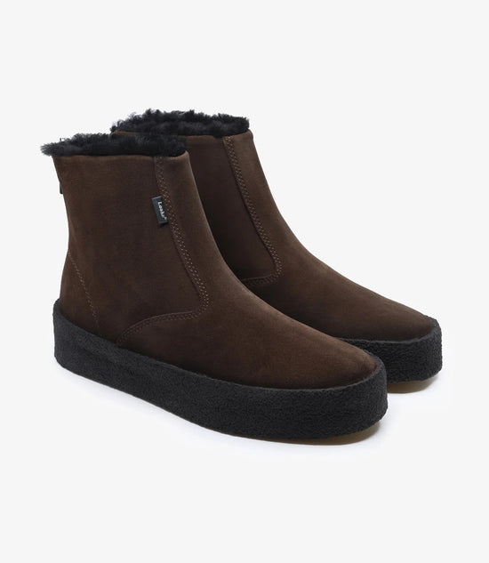 Lemargo herr bruna mockaboots med svart sula och fårskinnsfoder