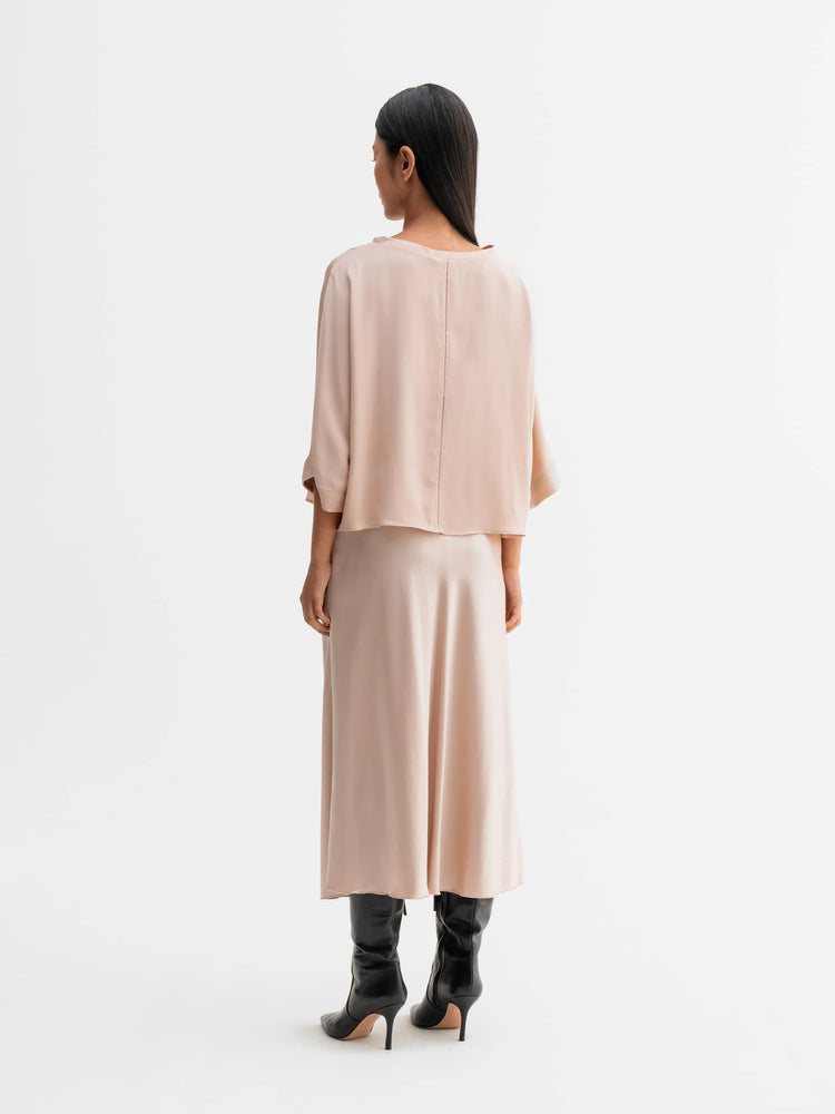 Hana satin silk skirt - dusty pink
