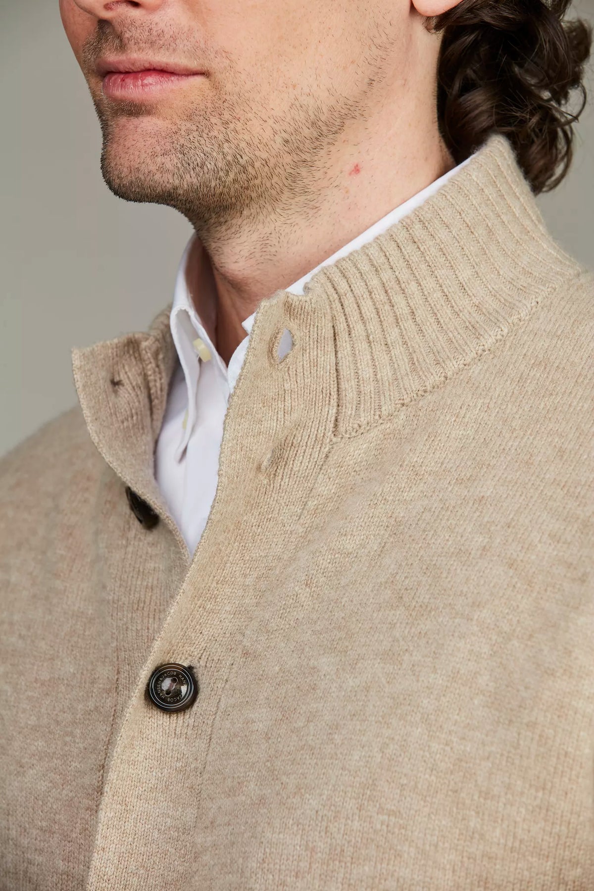 GEELONG HIGH COLLAR CARDIGAN - SAND 14