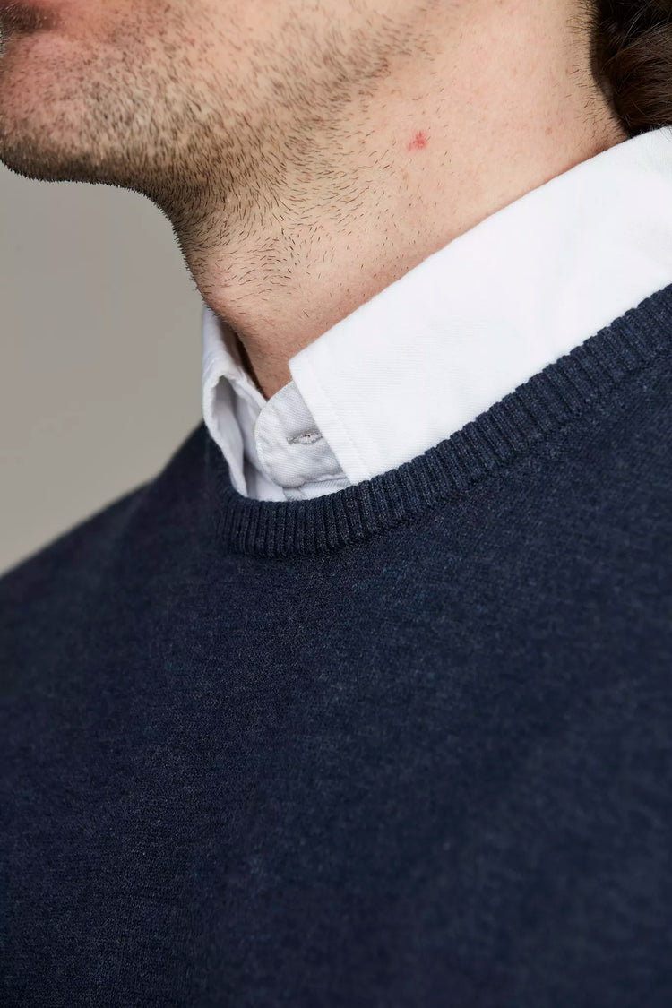 Crew Neck Sweater With Patch - Dark Blue