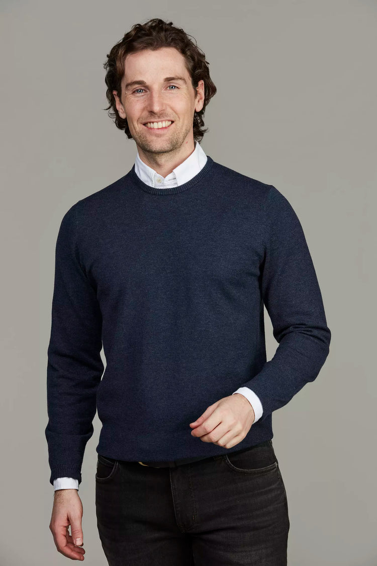 CREW NECK SWEATER E-PATCH - DARK BLUE 47