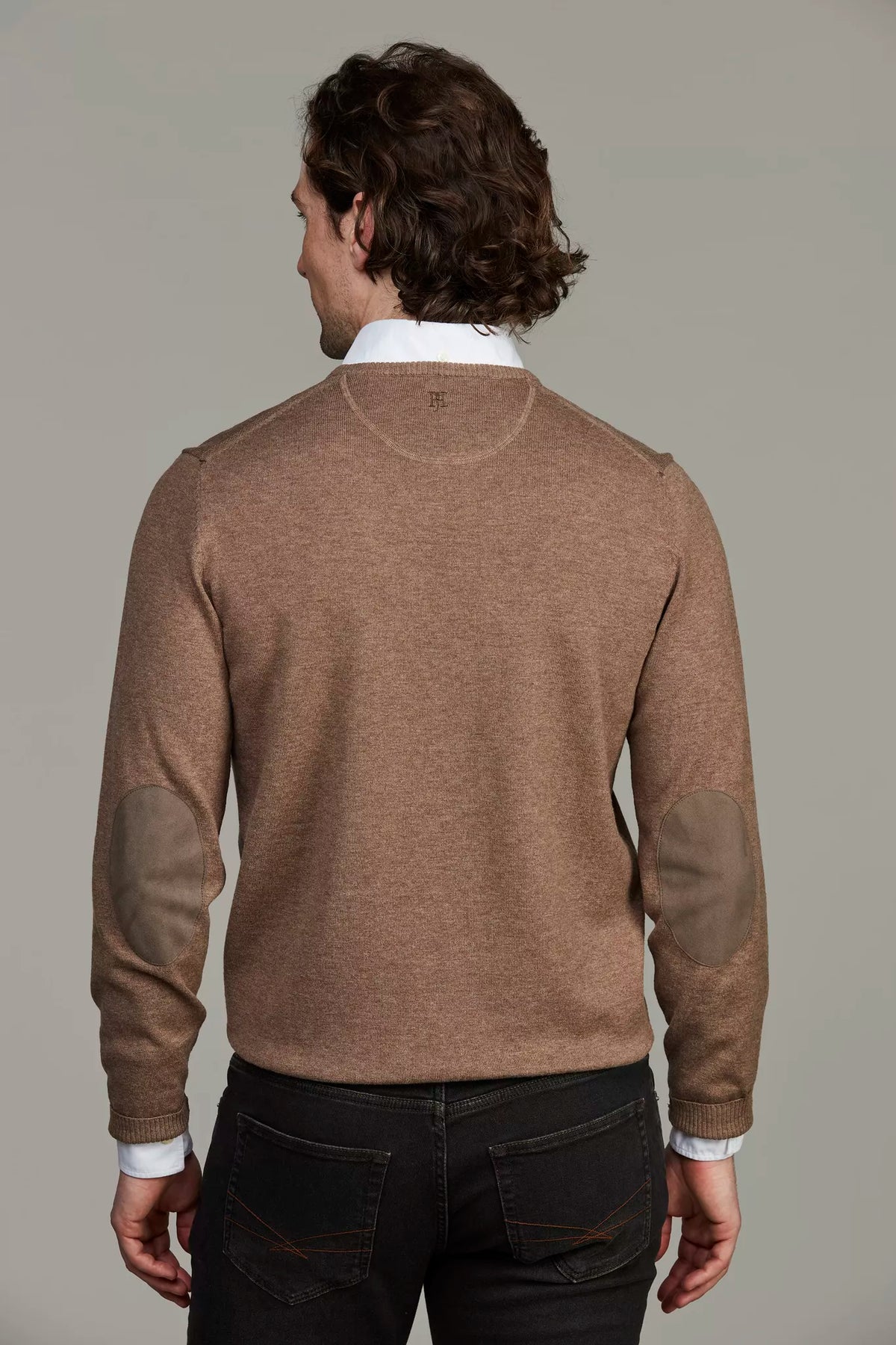 CREW NECK SWEATER E-PATCH - DARK BEIGE 62