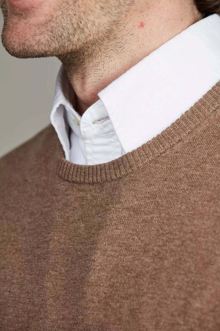 CREW NECK SWEATER E-PATCH - DARK BEIGE 62