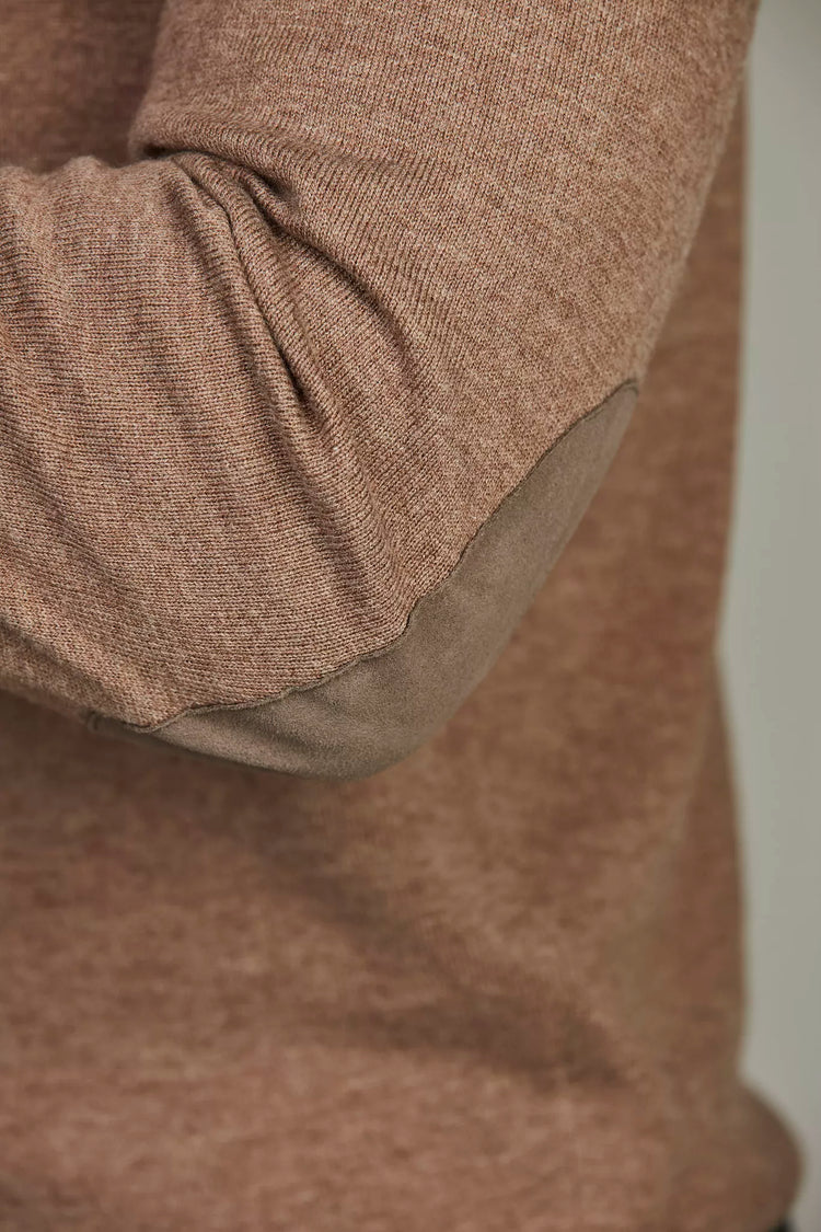 Crew Neck Sweater With Patch - Dark Beige