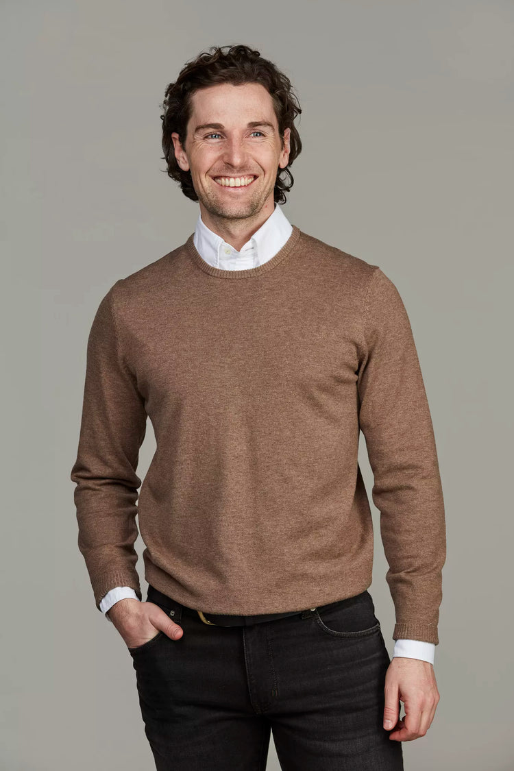 CREW NECK SWEATER E-PATCH - DARK BEIGE 62