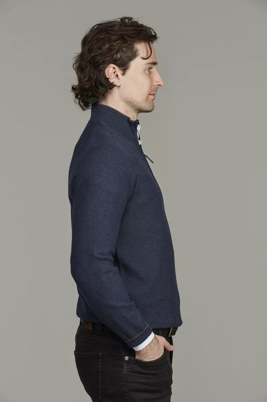 Half Zip Strukture Knit - Dark Blue