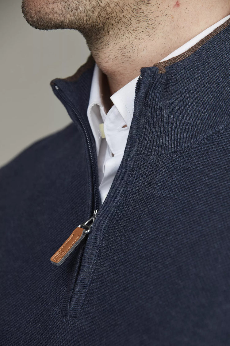 Half Zip Strukture Knit - Dark Blue