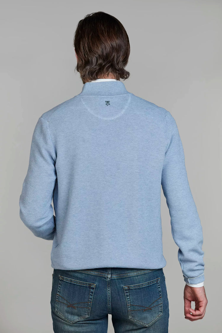 HALF ZIP STRUCTURE KNIT - BLUE 43