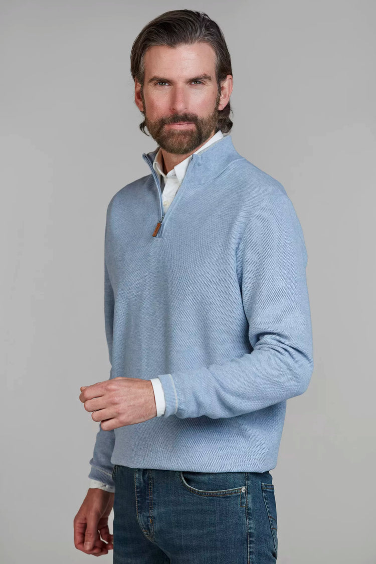 HALF ZIP STRUCTURE KNIT - BLUE 43