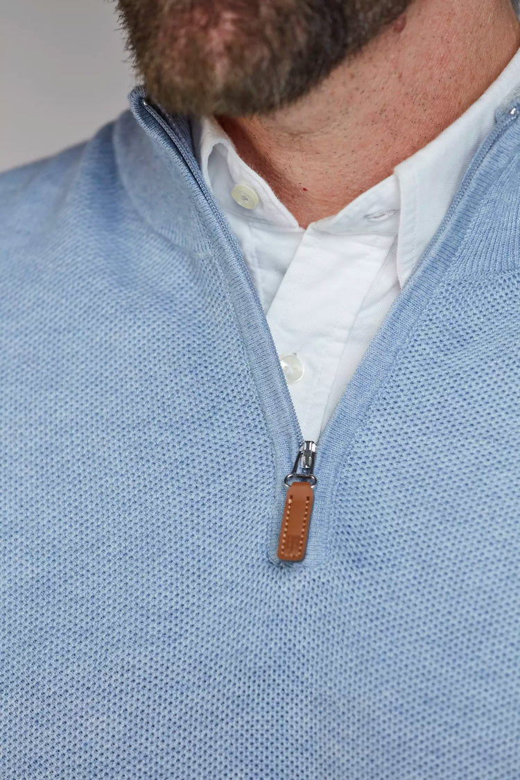 HALF ZIP STRUCTURE KNIT - BLUE 43