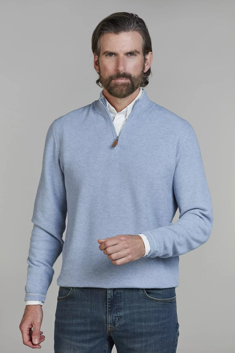 HALF ZIP STRUCTURE KNIT - BLUE 43
