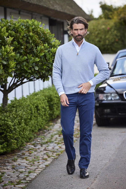 HALF ZIP STRUCTURE KNIT - BLUE 43