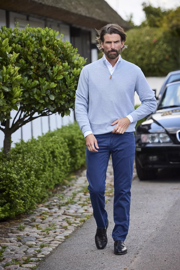 HALF ZIP STRUCTURE KNIT - BLUE 43