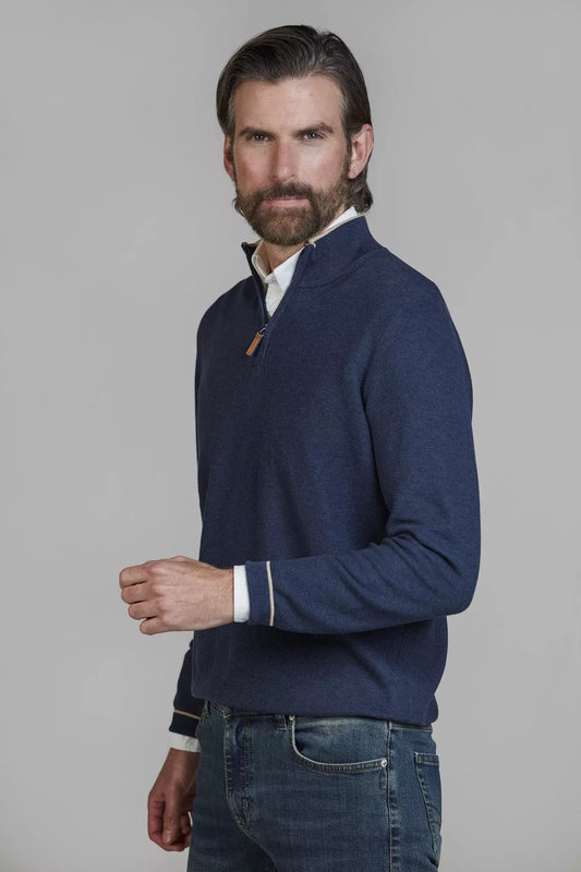 HALF ZIP STRUCTURE KNIT - DARK BLUE 47