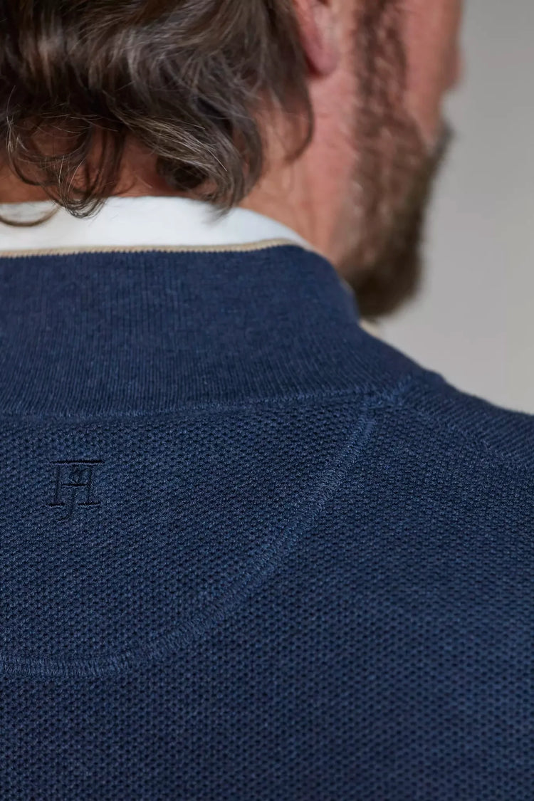 Hansen and Jacob mörkblå half zip stickad tröja herr